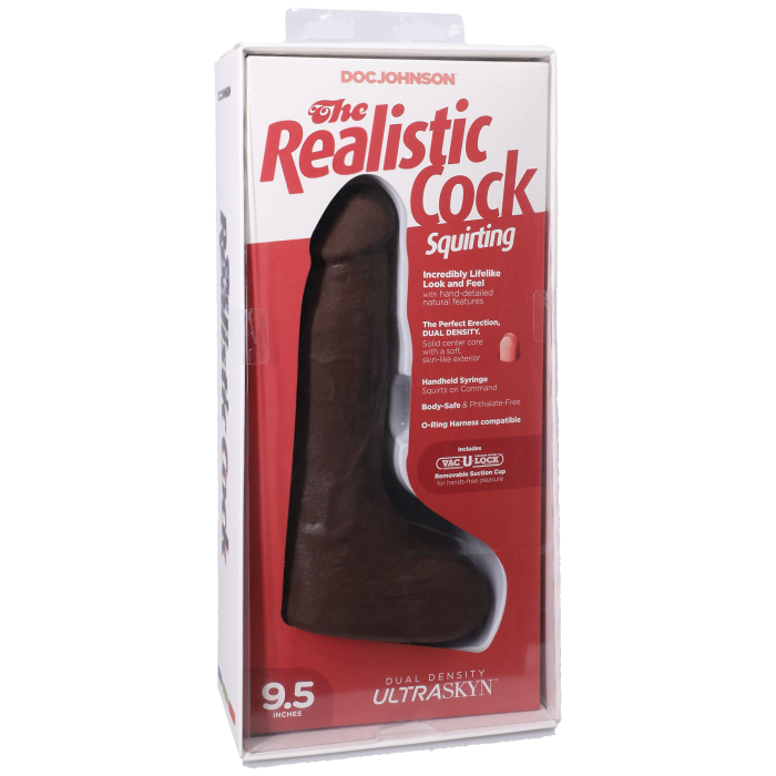 The Realistic Cock - Squirting Cock - With Removable Vac-U-Lock Suction Cup - ULTRASKYN - 9.5 Inch (with balls)