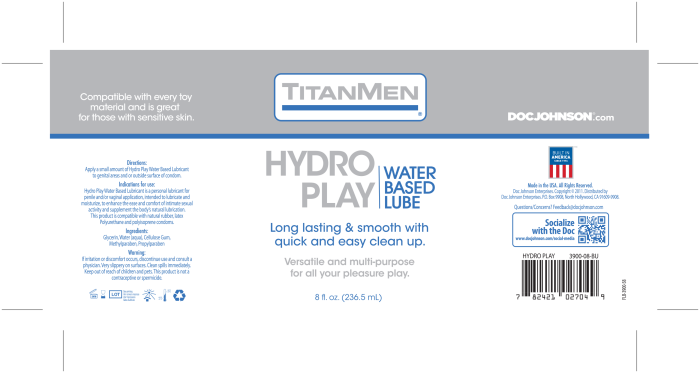 TitanMen - Hydro Play - Water Based Lube - 8 fl. oz.