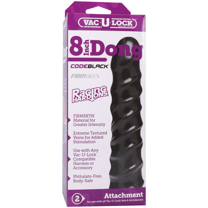 Vac-U-Lock CodeBlack - 8 Inch Dong - Raging Hard-Ons