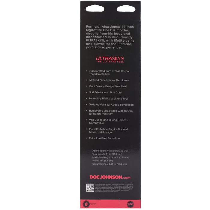 Signature Cocks - Alex Jones 11 Inch ULTRASKYN Cock with Removable Vac-U-Lock Suction Cup