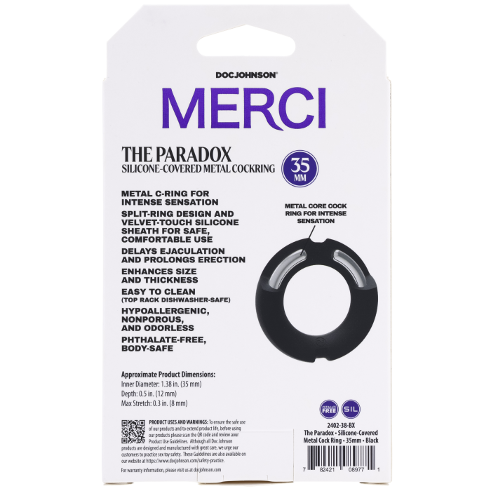 Merci - The Paradox - Silicone-Covered Metal Cock Ring - 35mm