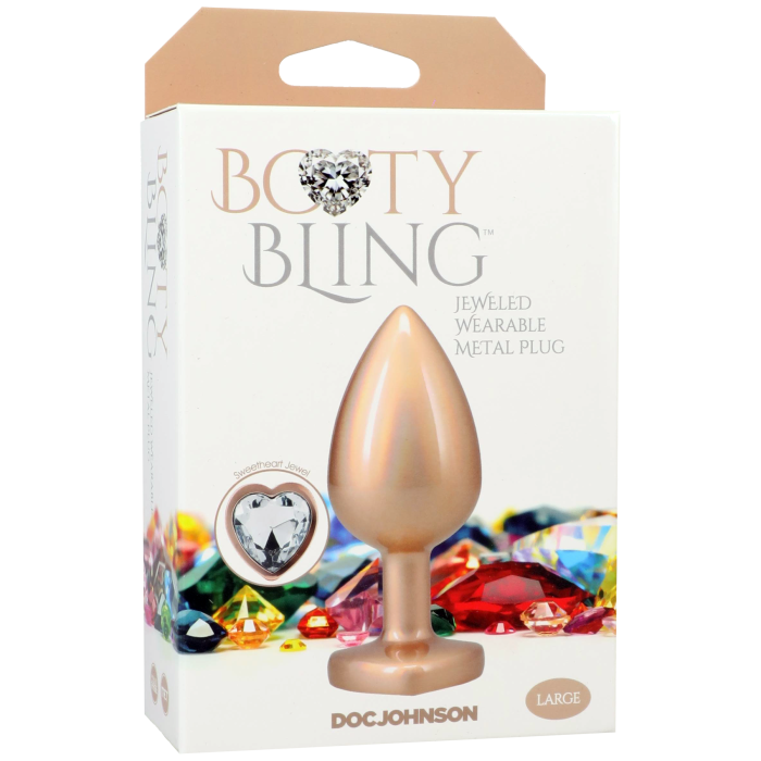 Booty Bling - Heart Diamond Jeweled Wearable Metal Plug - Large