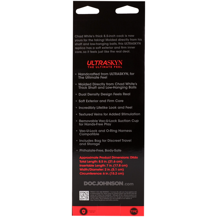 Signature Cocks - Chad White - 8.5 Inch ULTRASKYN Cock with Removable Vac-U-Lock Suction Cup