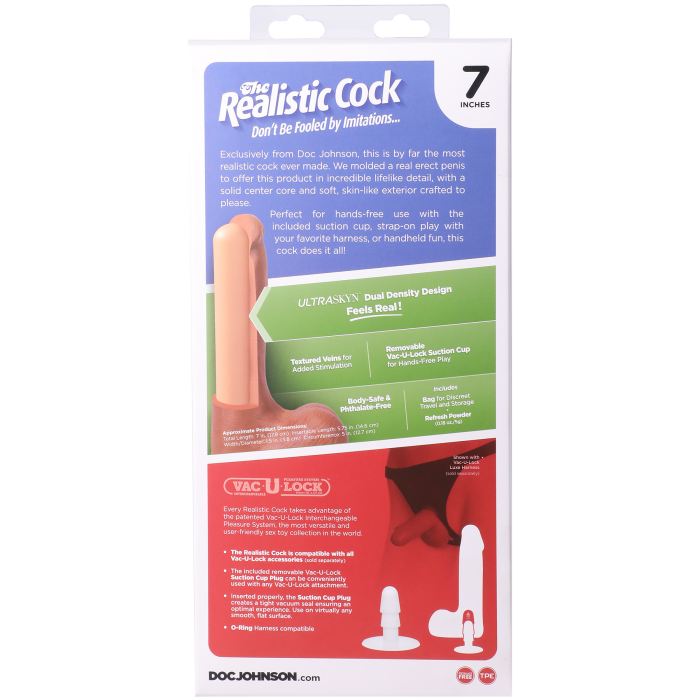The Realistic Cock - With Removable Vac-U-Lock Suction Cup - ULTRASKYN - 7 Inch (with balls)