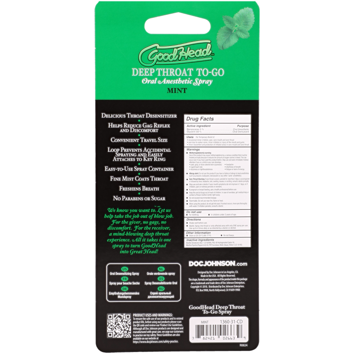 GoodHead - Deep Throat Spray To-Go - Mint - .30 fl. oz.