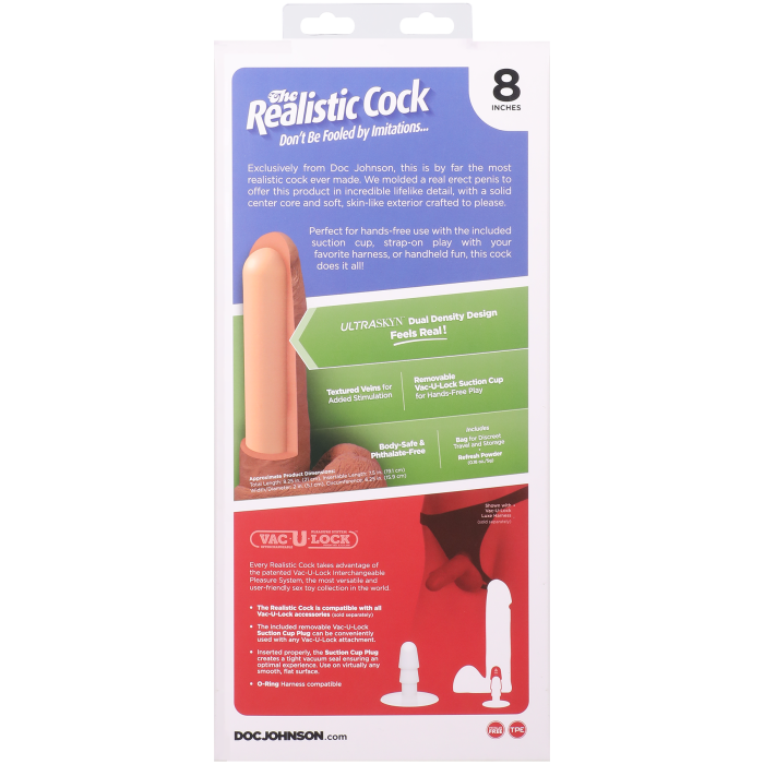 The Realistic Cock - With Removable Vac-U-Lock Suction Cup - ULTRASKYN - 8 Inch (with balls)