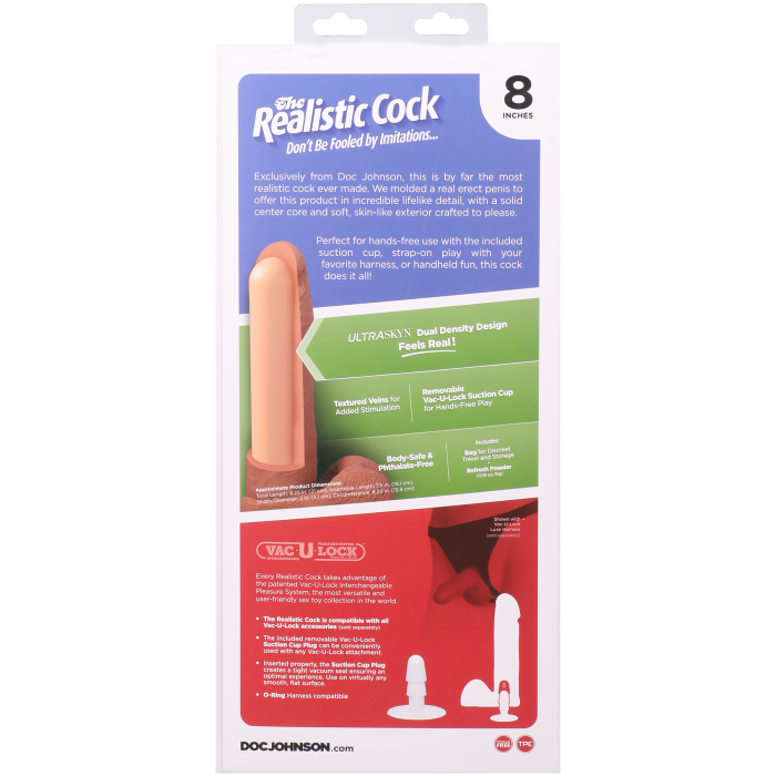 The Realistic Cock - With Removable Vac-U-Lock Suction Cup - ULTRASKYN - 8 Inch (with balls)