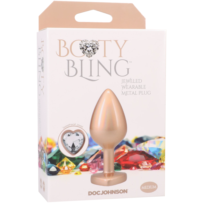 Booty Bling - Heart Diamond Jeweled Wearable Metal Plug - Medium