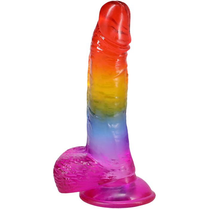 Crystal Jellies - 8.5 Inch Realistic Cock with Balls - Rainbow