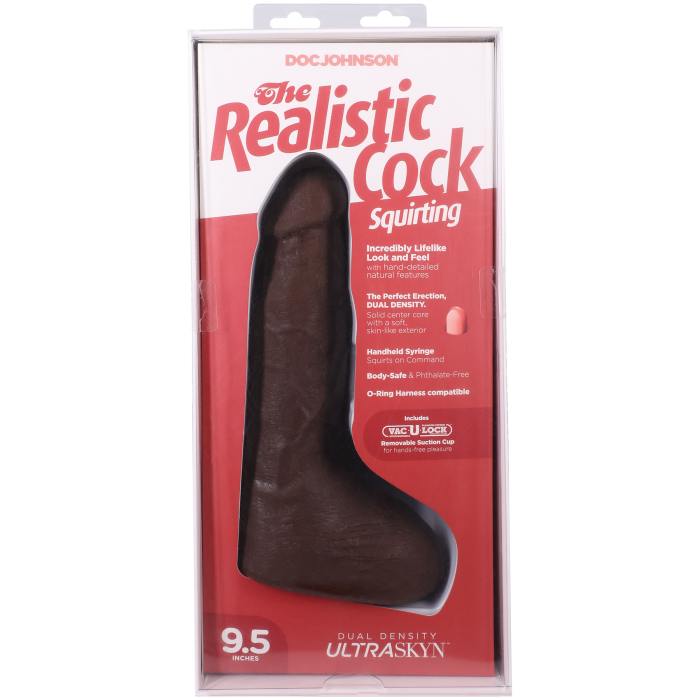 The Realistic Cock - Squirting Cock - With Removable Vac-U-Lock Suction Cup - ULTRASKYN - 9.5 Inch (with balls)
