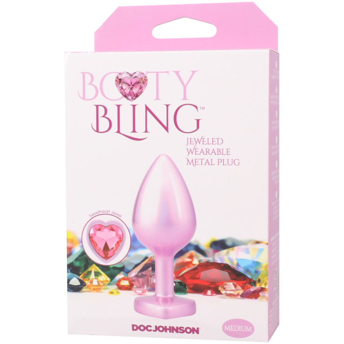 Booty Bling - Heart Diamond Jeweled Wearable Metal Plug - Medium