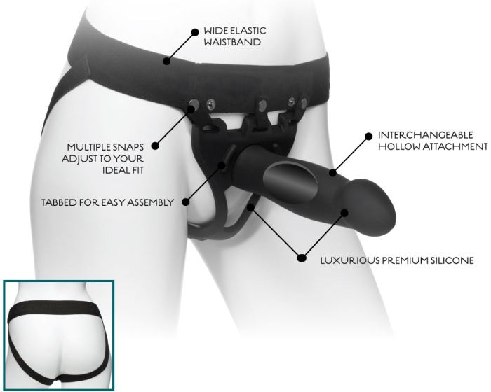 Body Extensions - BE Daring 2-Piece Set - Silicone Harness with 7" Bulbed Dong