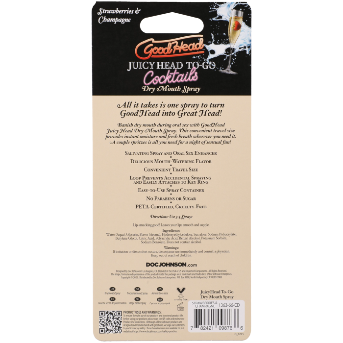 GoodHead - Juicy Head - Cocktails - Dry Mouth Spray To-Go - Strawberries & Champagne - .30 fl. oz.