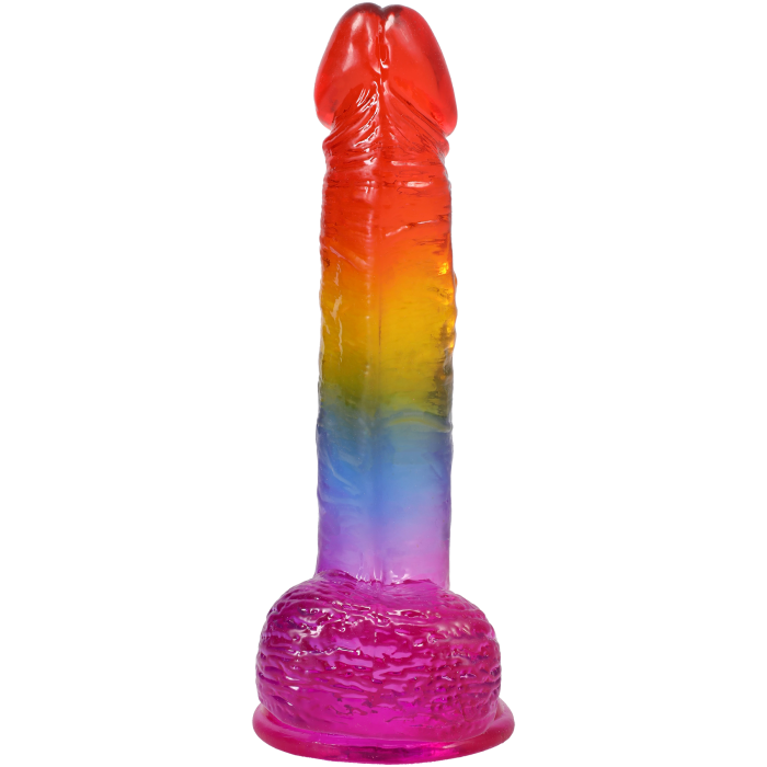 Crystal Jellies - 8.5 Inch Realistic Cock with Balls - Rainbow