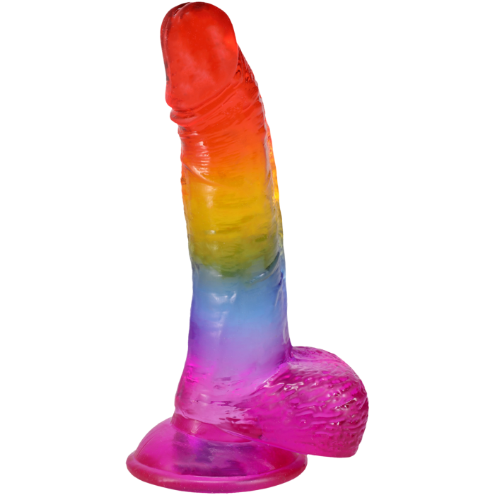 Crystal Jellies - 8.5 Inch Realistic Cock with Balls - Rainbow