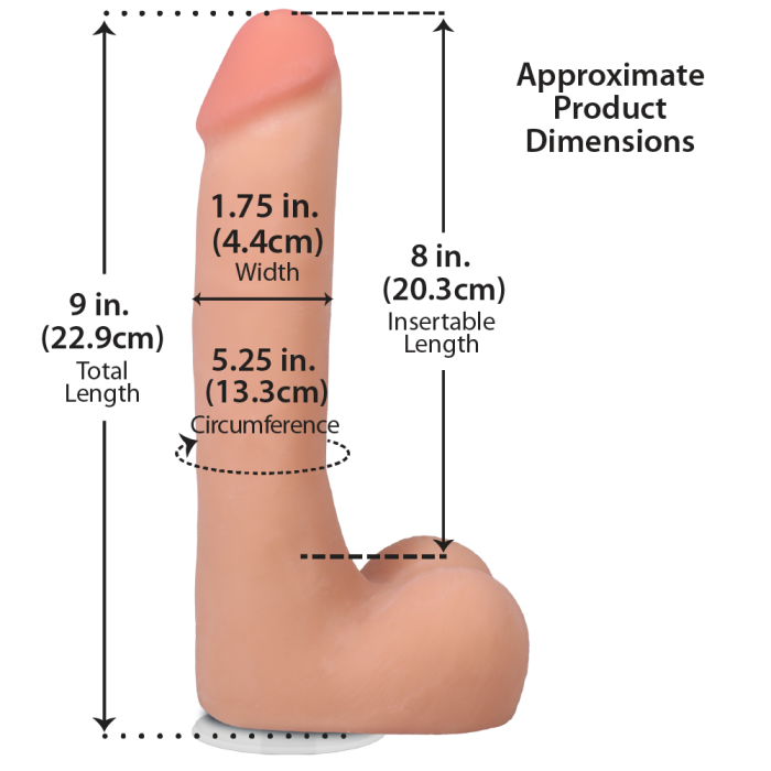 The Realistic Cock - With Removable Vac-U-Lock Suction Cup - ULTRASKYN - 9 Inch (with balls)