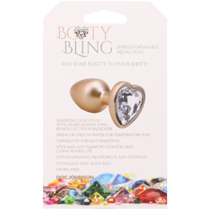 Booty Bling - Heart Diamond Jeweled Wearable Metal Plug - Small
