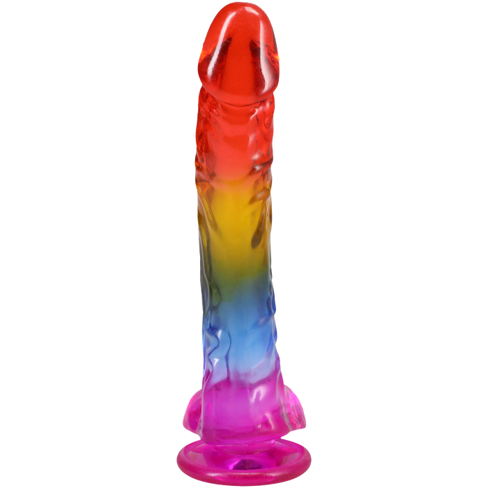 Crystal Jellies - 9.5 Inch Realistic Cock with Balls - Rainbow
