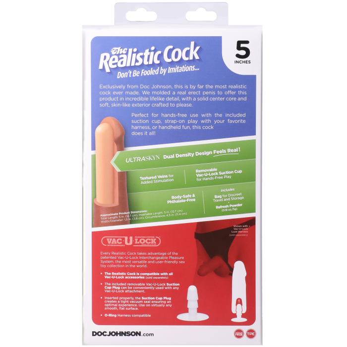 The Realistic Cock - With Removable Vac-U-Lock Suction Cup - ULTRASKYN - 5 Inch