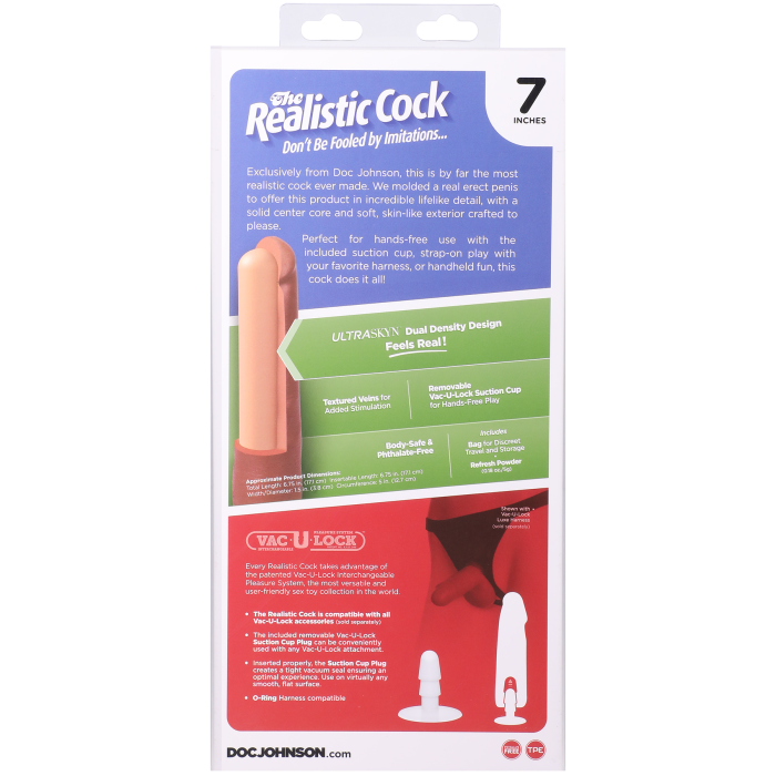 The Realistic Cock - With Removable Vac-U-Lock Suction Cup - ULTRASKYN - 7 Inch