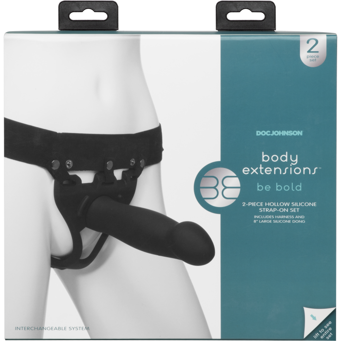 Body Extensions - BE Bold 2-Piece Set - Silicone Harness with 8" Large Dong
