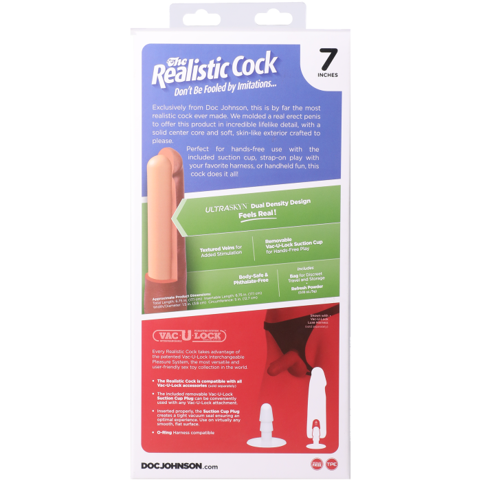 The Realistic Cock - With Removable Vac-U-Lock Suction Cup - ULTRASKYN - 7 Inch