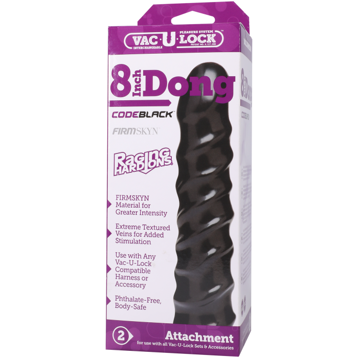 Vac-U-Lock CodeBlack - 8 Inch Dong - Raging Hard-Ons