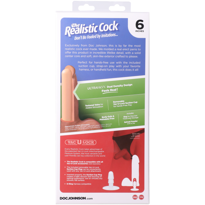 The Realistic Cock - With Removable Vac-U-Lock Suction Cup - ULTRASKYN - 6 Inch (with balls)