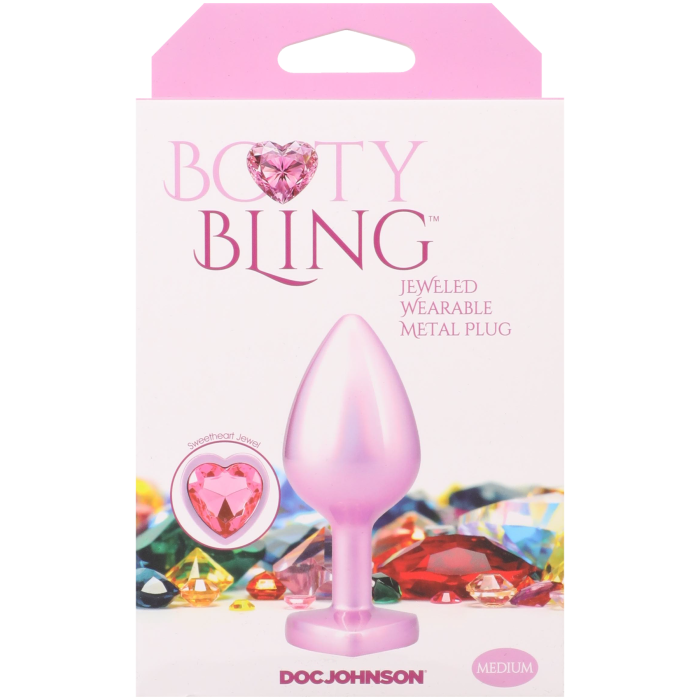 Booty Bling - Heart Diamond Jeweled Wearable Metal Plug - Medium