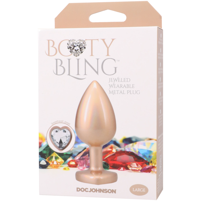 Booty Bling - Heart Diamond Jeweled Wearable Metal Plug - Large