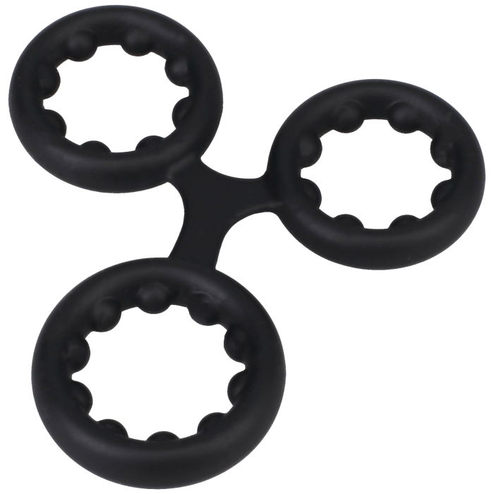 ROCK SOLID - Silicone Triple Stamina Ring with Metal Beads